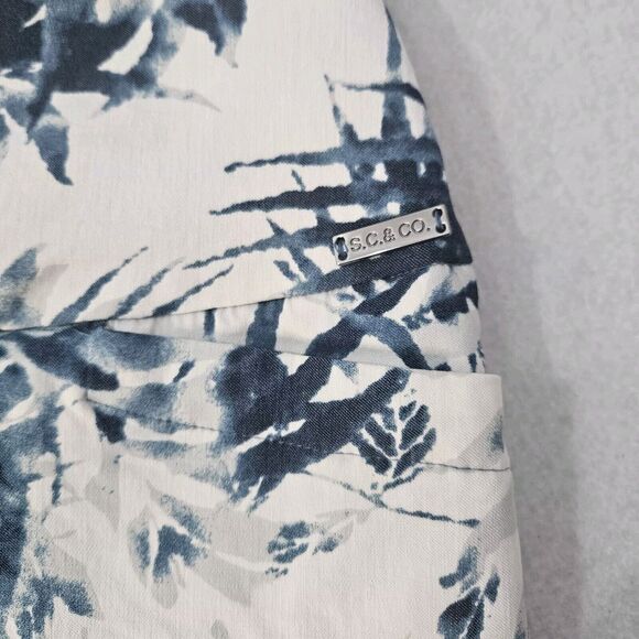 SC & CO Skort Sz L Blue & White Leaf Tummy Control Pockets Golf Tennis - Picture 3 of 7